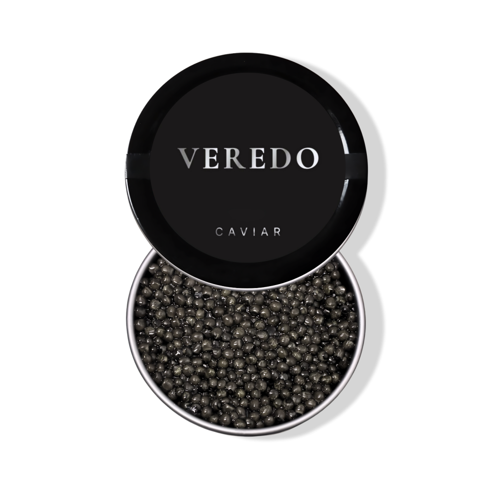 Caviar Ossetra VEREDO — cutie cu boabe mari, bine definite